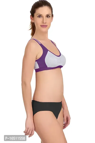 Stylish Purple  Bra  Panty Set For Women-thumb2