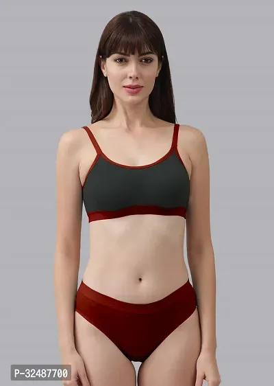 Stylish Cotton Solid Bra and Panty Set for Women