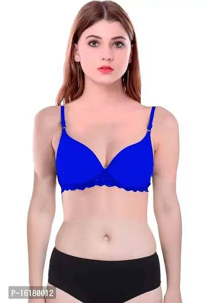 Stylish Blue Cotton Self Pattern Bra And Panty Set For Women-thumb5