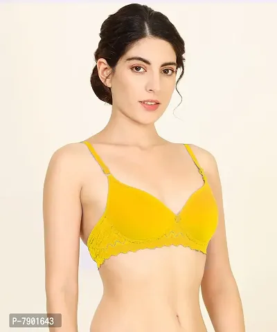 PIBU-Women Cotton Non Padded Non-Wired Bra (Pack of 1) (Yellow)-thumb2