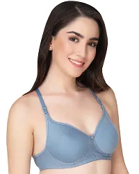 Stylish Blue Cotton Solid Bras For Women-thumb1