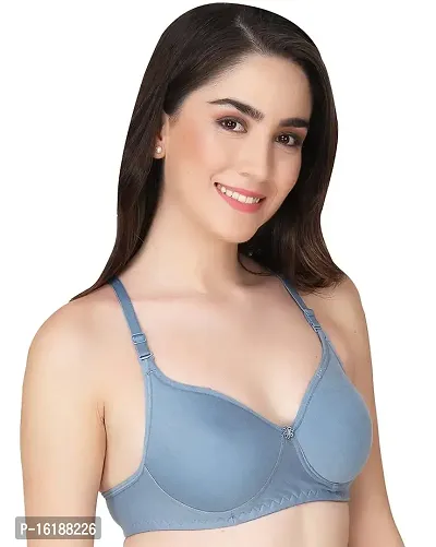 Stylish Blue Cotton Solid Bras For Women-thumb2