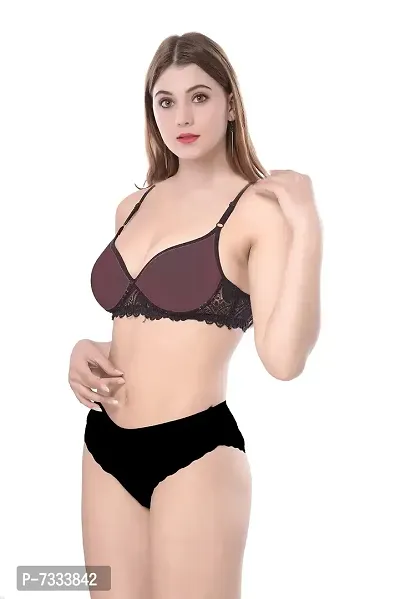 PIBU-Women's Cotton Bra Panty Set for Women Lingerie Set Sexy Honeymoon Undergarments (Color : Maroon)(Pack of 1)(Size :30) Model No : LPD Set-thumb3