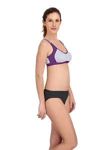 PIBU-Women's Cotton Gym Sports Bra Panty Set for Women Lingerie Set Sexy Honeymoon Undergarments (Color : Purple,Pink)(Pack of 2)(Size :32) Model No : SNY=B #CT-thumb1