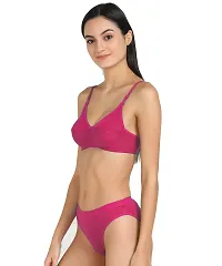 Stylish Pink  Bra  Panty Set For Women-thumb2