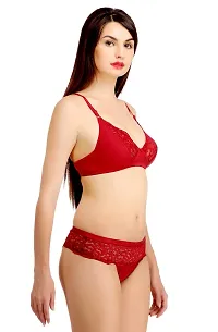 Fashion Comfortz 100% Silk Cotton Lingerie Sets Red-thumb1