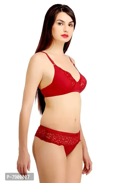 Fashion Comfortz 100% Silk Cotton Lingerie Sets Red-thumb2