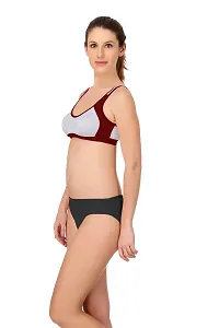 PIBU-Women's Cotton Gym Sports Bra Panty Set for Women Lingerie Set Sexy Honeymoon Undergarments ( Color : Maroon )( Pack of 1 )( Size :30) Model No : SNY=B-thumb2