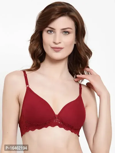 Stylish Maroon Cotton Solid Bras For Women Pack Of 2-thumb0