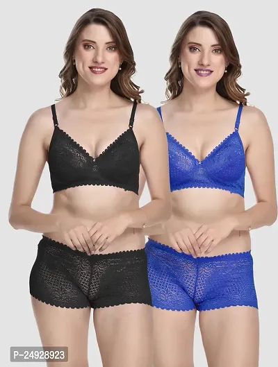 Stylish Cotton Bra And Panty Set For Women Pack Of 2