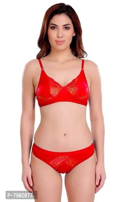 Fashion Comfortz Women's Lingerie Set |Lingerie Set|Bra Panty Set |Bra Panty Set for Women with Sexy|Bra Panty Set for Women|Panty Bra Set for Women Red-thumb0