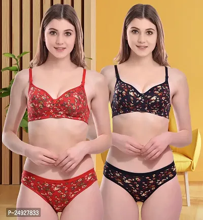 Stylish Cotton Bra And Panty Set For Women Pack Of 2-thumb0