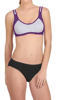 PIBU-Women's Cotton Gym Sports Bra Panty Set for Women Lingerie Set Sexy Honeymoon Undergarments (Color : Purple,Pink)(Pack of 2)(Size :32) Model No : SNY=B #CT-thumb4