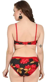 Stylish Red Cotton Self Pattern Bra And Panty Set For Women-thumb3