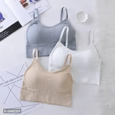 Stylish Multicoloured Cotton Solid Bras For Women Pack Of 3-thumb0