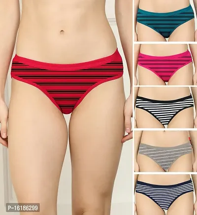 Stylish Multicoloured Cotton Blend Hipster Briefs For Women Pack Of 6-thumb0