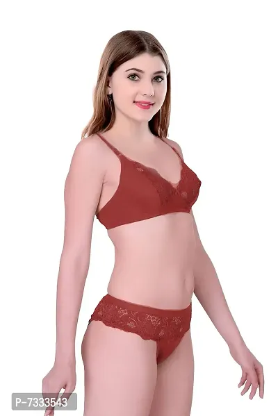 PIBU-Women's Cotton Bra Panty Set for Women Lingerie Set Sexy Honeymoon Undergarments (Color : Maroon)(Pack of 1)(Size :30) Model No : Cate SSet #CT-thumb2