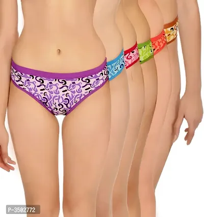 Women's Multicoloured Cotton Spandex Briefs Combo Set-thumb2