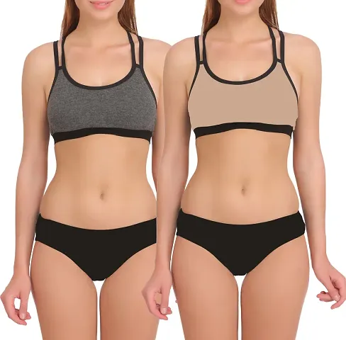 Spandex Bra & Panty Set - Pack Of 2