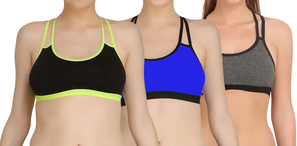 Solid Sports Bra Combo 3 For Women
