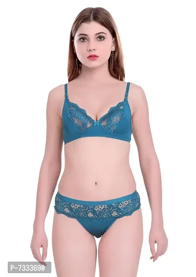 PIBU-Women's Cotton Bra Panty Set for Women Lingerie Set Sexy Honeymoon Undergarments (Color : Blue)(Pack of 1)(Size :30) Model No : Cate SSet #CT