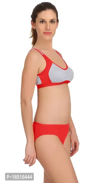 Stylish Red  Bra  Panty Set For Women-thumb2