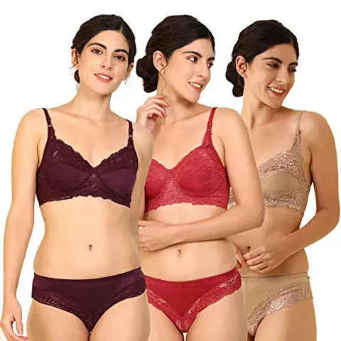 Stylish Bra And Panty Set For Women Pack Of 3