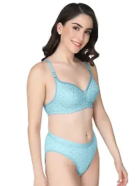 Elegant Cotton Self Pattern Bras And Panty Set For Women- Pack Of 3-thumb4