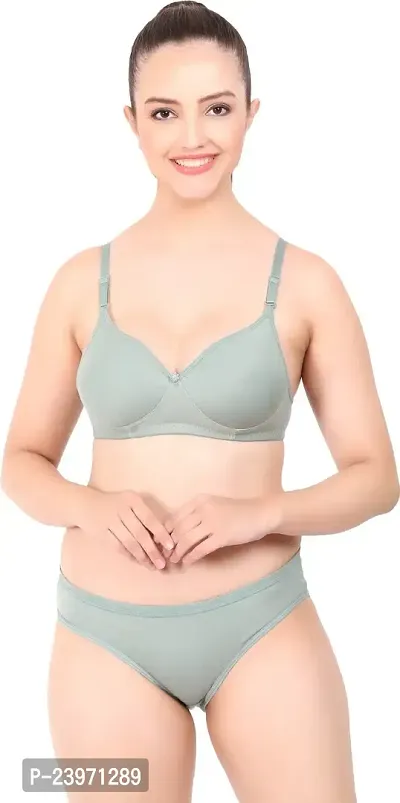 Elegant Cotton Self Pattern Bras And Panty Set For Women- Pack Of 3-thumb4