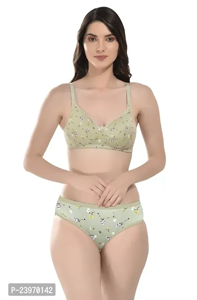 Elegant Cotton Self Pattern Bras And Panty Set For Women