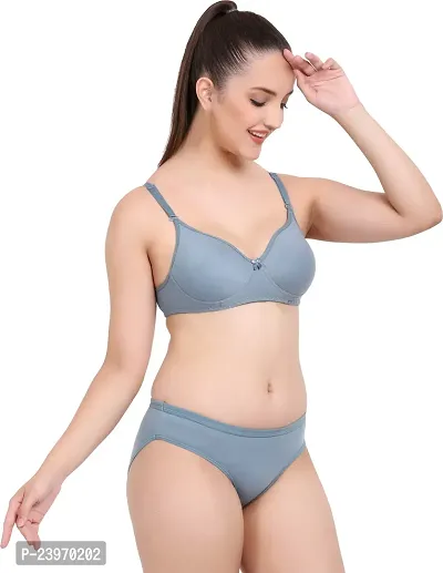 Elegant Cotton Self Pattern Bras And Panty Set For Women-thumb2