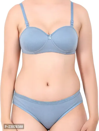 Elegant Cotton Self Pattern Bras And Panty Set For Women-thumb5