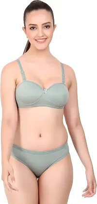 Elegant Cotton Self Pattern Bras And Panty Set For Women- Pack Of 2-thumb3