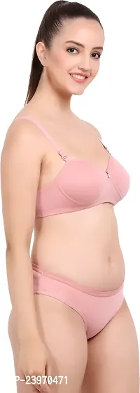 Elegant Cotton Self Pattern Bras And Panty Set For Women-thumb2