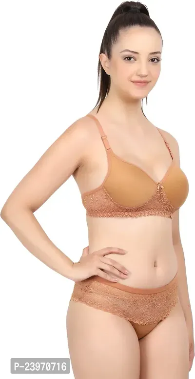 Elegant Cotton Self Pattern Bras And Panty Set For Women-thumb2