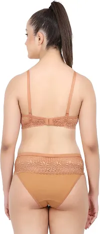 Elegant Cotton Self Pattern Bras And Panty Set For Women-thumb3