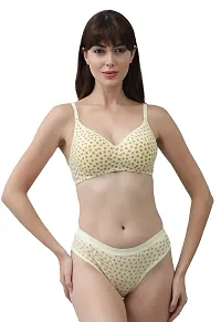 Elegant Cotton Self Pattern Bras And Panty Set For Women- Pack Of 3-thumb1
