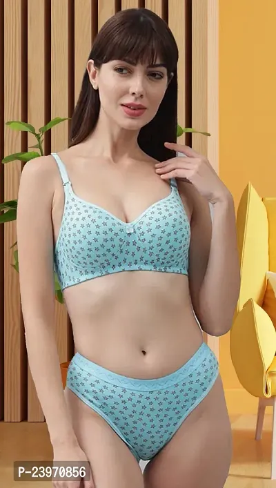 Buy Elegant Cotton Self Pattern Bras And Panty Set For Women