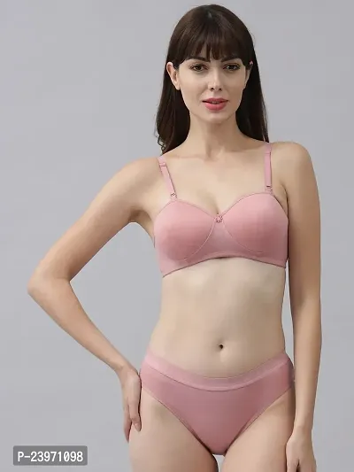 Elegant Cotton Self Pattern Bras And Panty Set For Women-thumb5