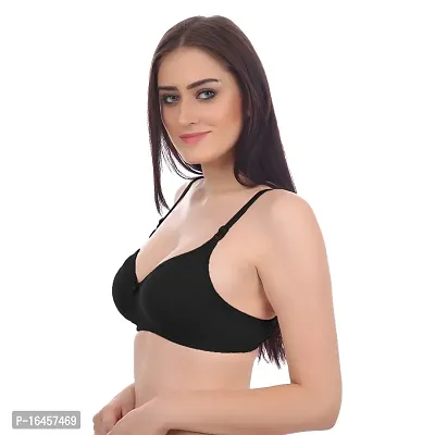 Stylish Black,Maroon,Brown Cotton Solid Bras For Women Pack Of 3-thumb3