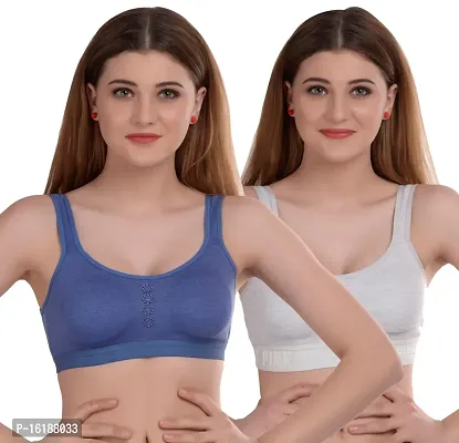 Stylish Cotton Solid Bras For Women- Pack Of 2-thumb0