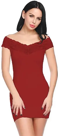 Stylish Maroon Net Lace Baby Dolls For Women-thumb1