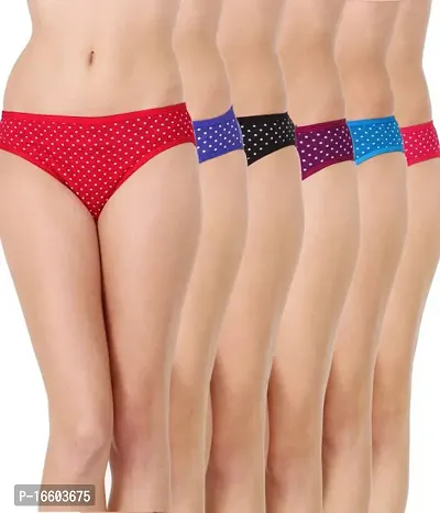 Stylish Fancy Cotton Blend Panty For Women Pack Of 6-thumb0