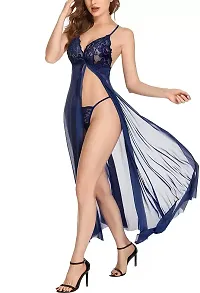 Stylish Blue Net Lace Baby Dolls For Women-thumb1