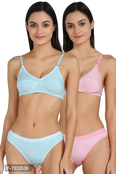 Buy PIBU-Women's Cotton Bra Panty Set for Women Lingerie Set Sexy Honeymoon  Undergarments (Color : Blue,Pink)(Pack of 2)(Size :30) Model No : ZB SSet  #CT Online In India At Discounted Prices