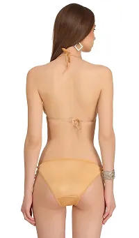 PIBU-Women's Satin Bikini Bra Panty Set for Women Lingerie Set Sexy Honeymoon Undergarments ( Color : Black,Gold )( Pack of 2 )( Size :36) Model No : Satan et-thumb3