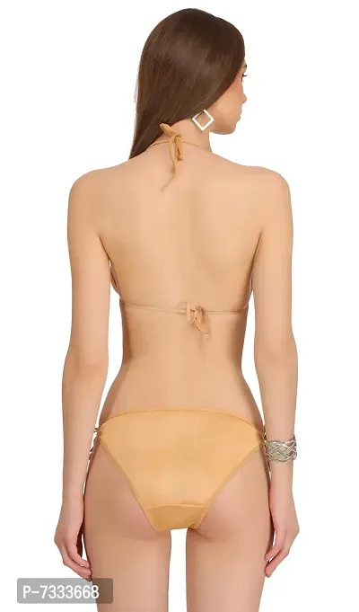 PIBU-Women's Satin Bikini Bra Panty Set for Women Lingerie Set Sexy Honeymoon Undergarments ( Color : Black,Gold )( Pack of 2 )( Size :36) Model No : Satan et-thumb4