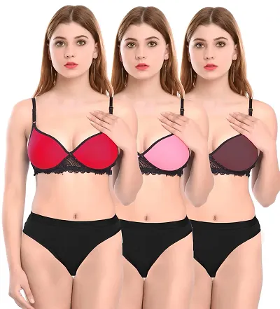 Stylish Bra And Panty Set For Women Pack Of 3