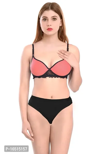 Stylish Orange  Bra  Panty Set For Women-thumb0