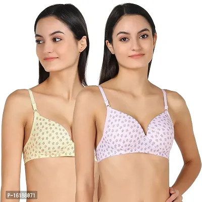 Stylish Cotton Printed Bras For Women- Pack Of 2-thumb0